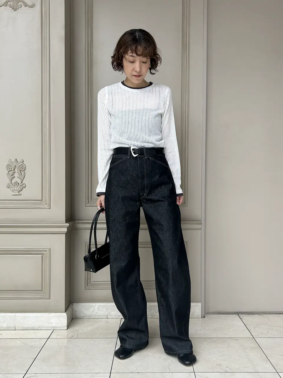 MAISON BOINET(メゾンボワネ)】 シルバーバックルレザーベルト