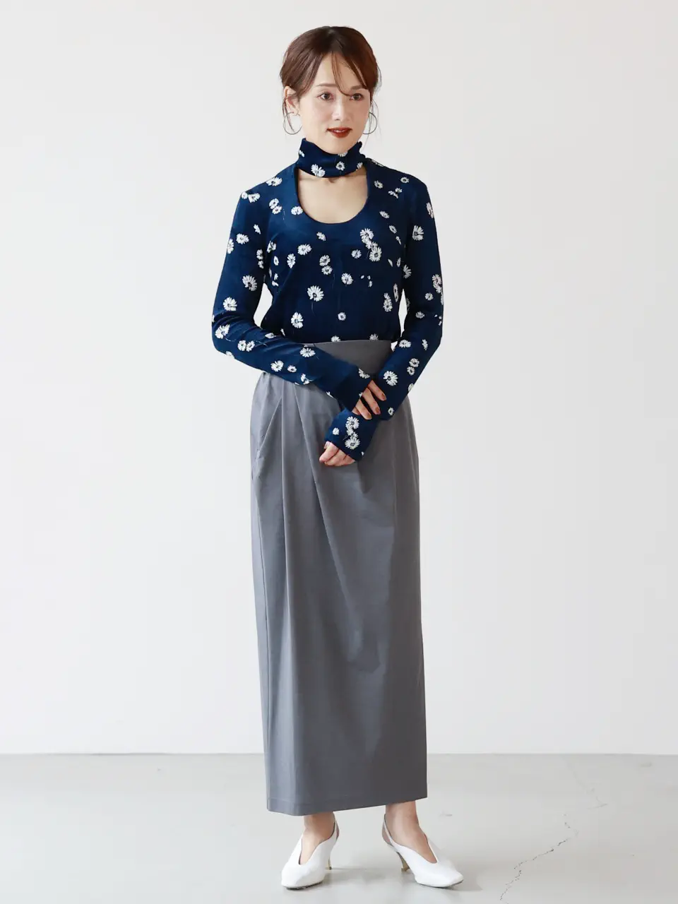 Mame Kurogouchi(マメ クロゴウチ)】 Cotton Jersey Asymmetric Skirt