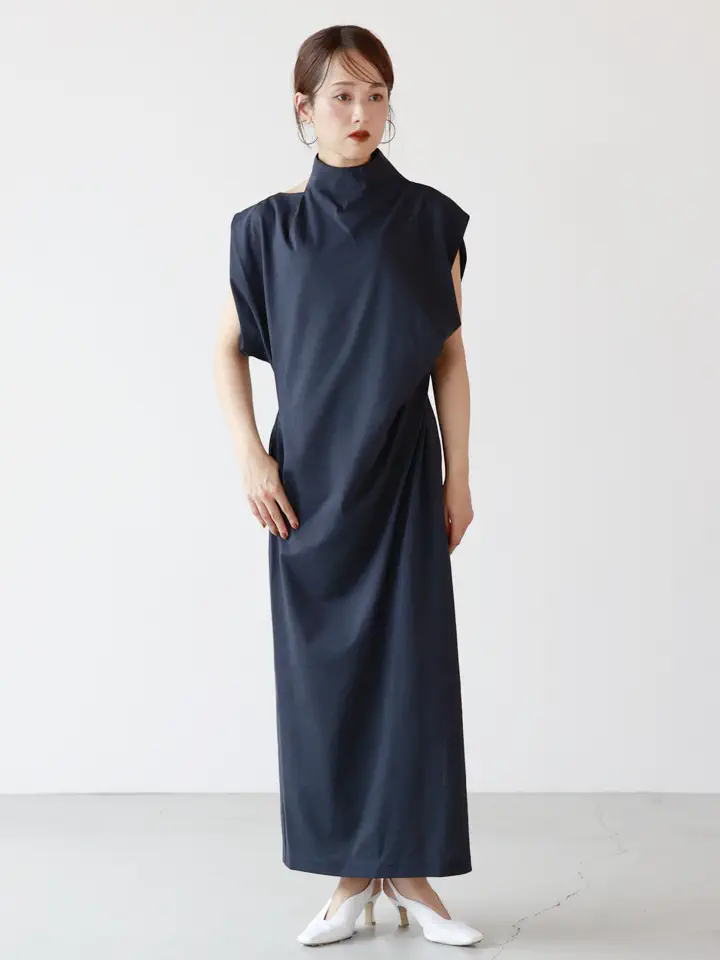 Mame Kurogouchi(マメ クロゴウチ)】 Cotton Jersey Asymmetric Dress