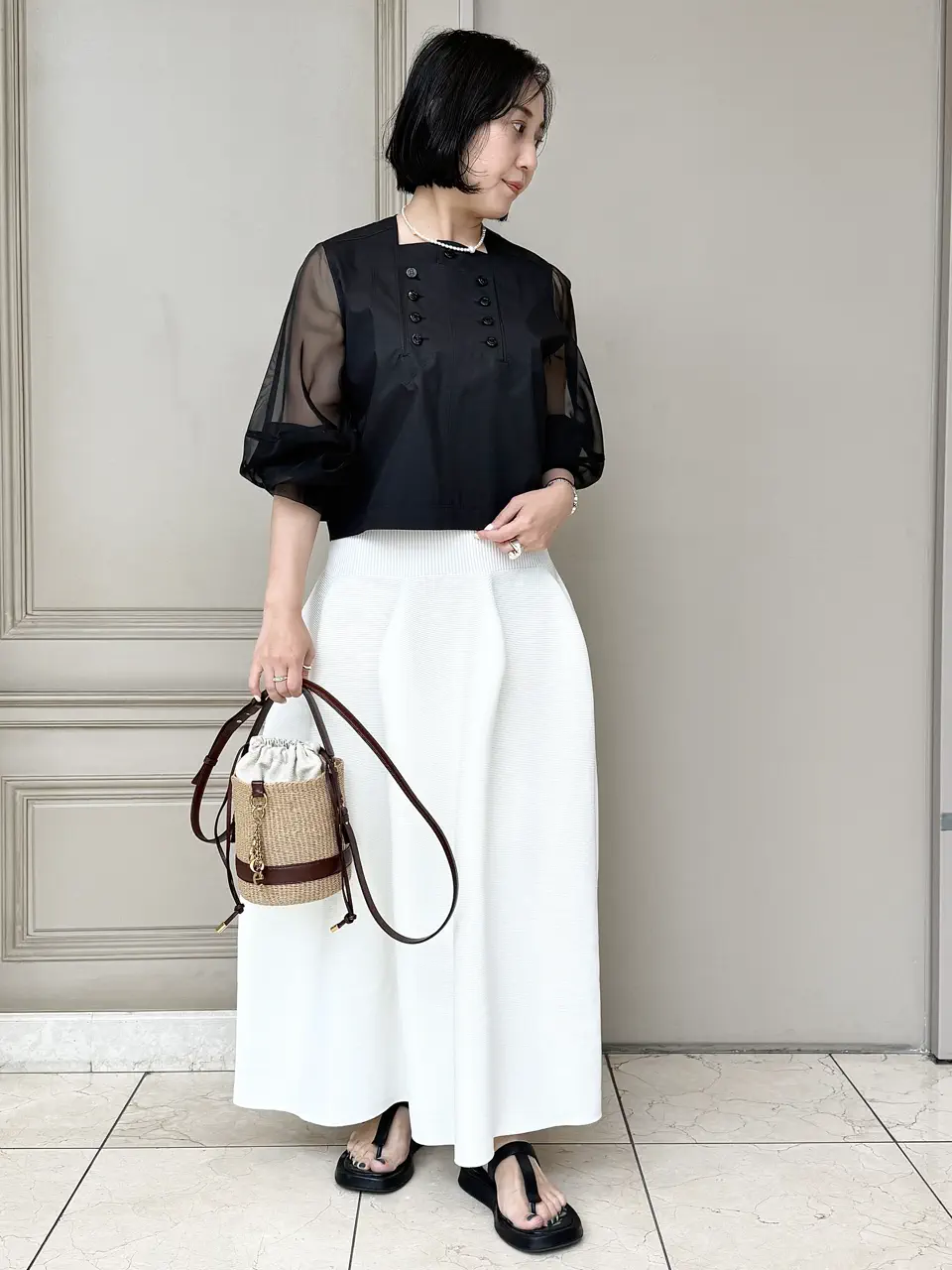 HYKE(ハイク)】 TC SHEER SLEEVE SAILOR CROPPED BLOUSE｜PARIGOT