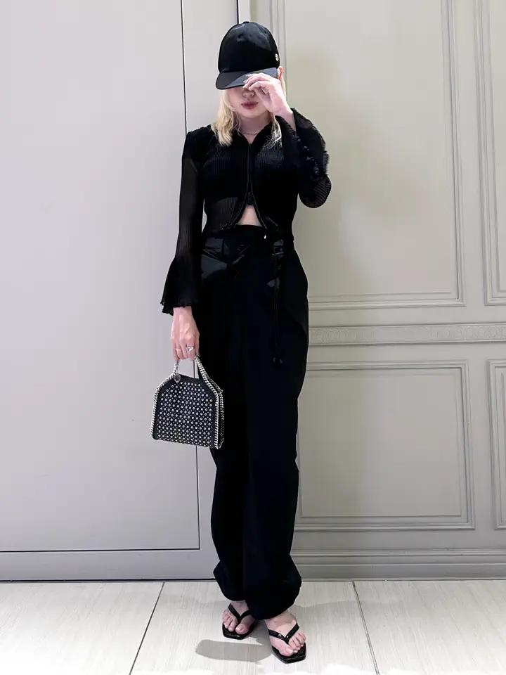 【最終価格】マメクロゴウチ　ブラックパンツ Mame Kurogouchi(マメ クロゴウチ)】 Nylon Typewriter Trousers