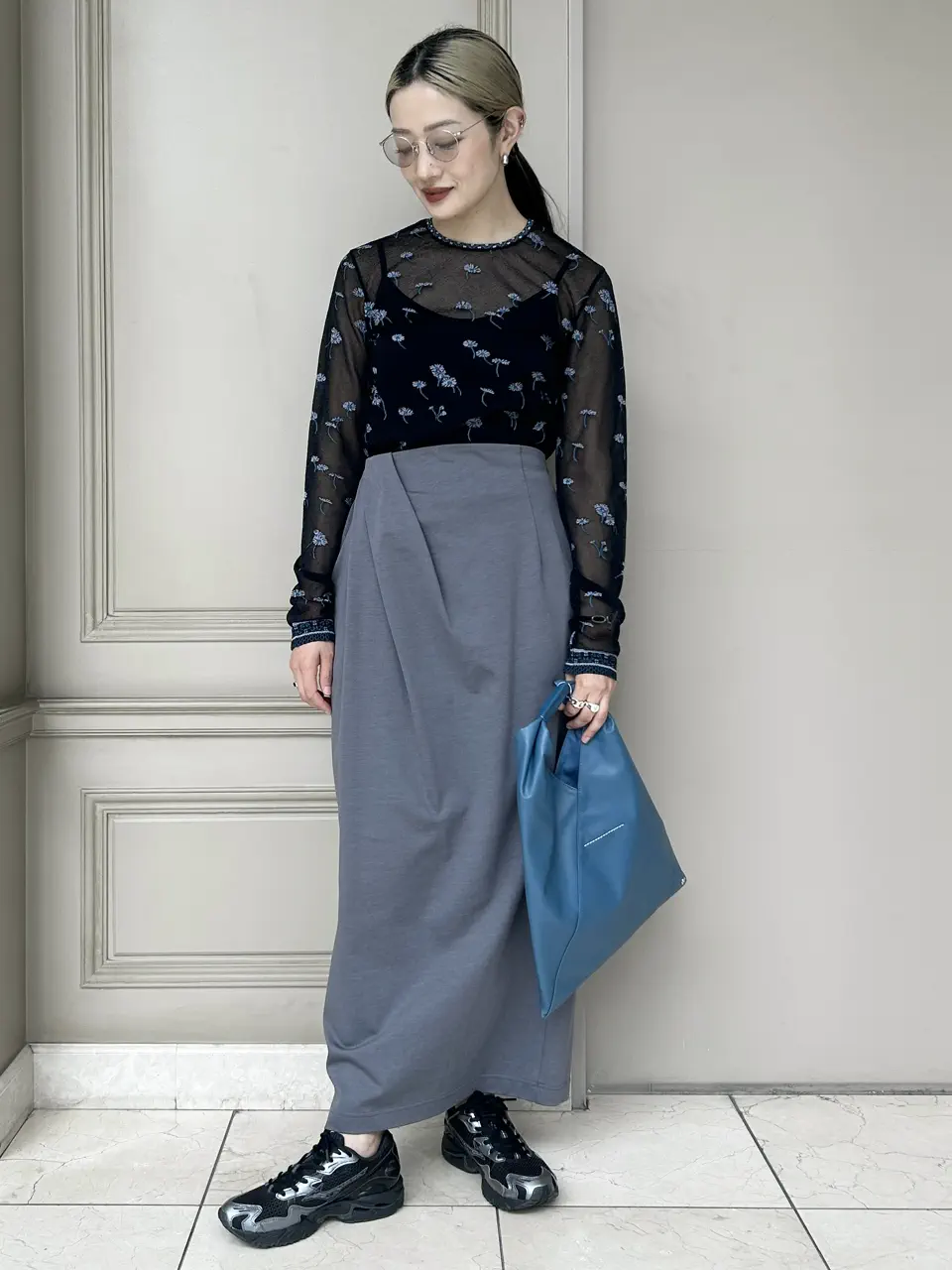 Mame Kurogouchi(マメ クロゴウチ)】 Cotton Jersey Asymmetric Skirt