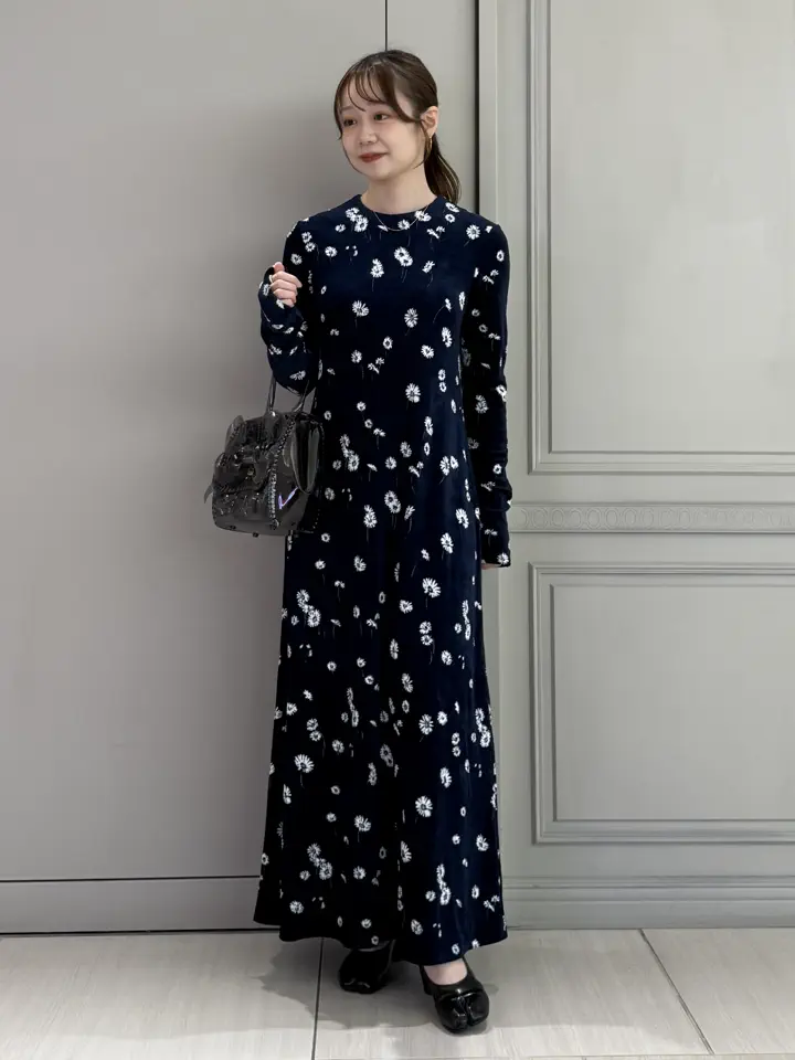 Mame Kurogouchi(マメ クロゴウチ)】 Velour Jersey Floral Dress