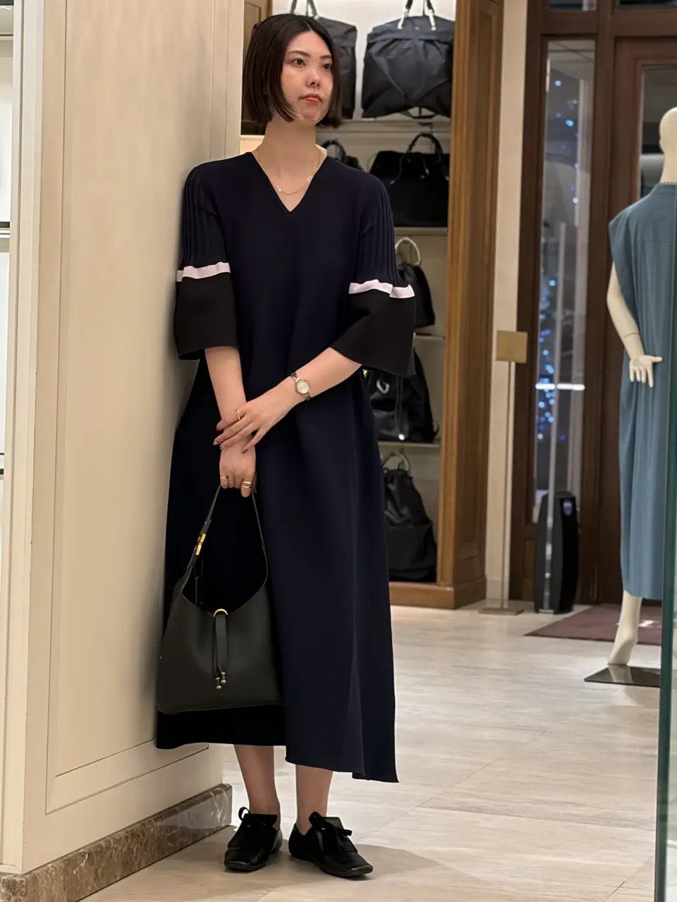 CFCL(シーエフシーエル)】 POTTERY SHORT BELL SLEEVE FLARE DRESS