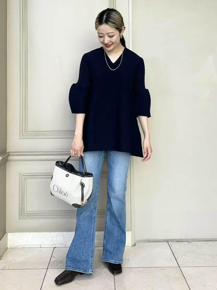 CFCL(シーエフシーエル)】 POTTERY SHORT BELL SLEEVE FLARE TOP
