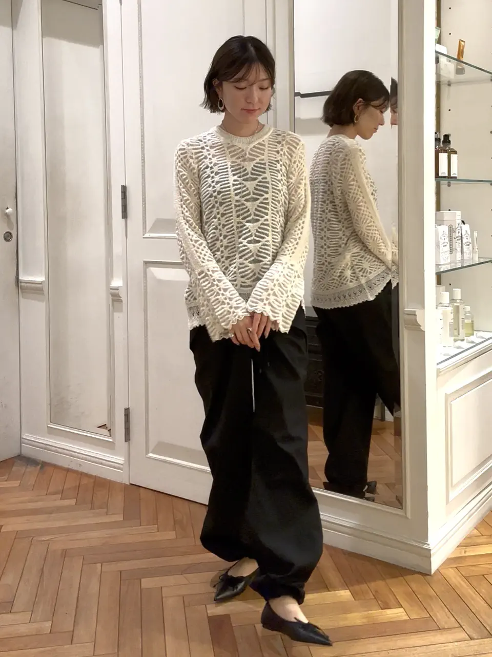 Mame Kurogouchi(マメ クロゴウチ)】 Sheer Jacquard Mole Knit Top
