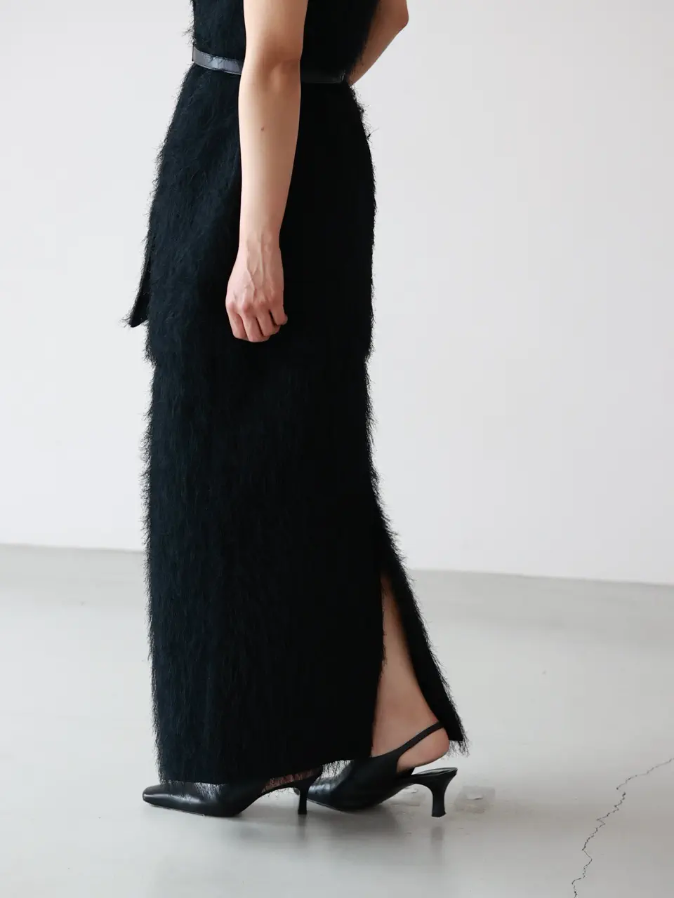 Mame Kurogouchi All-Over-Fringe Skirt バックスタイル