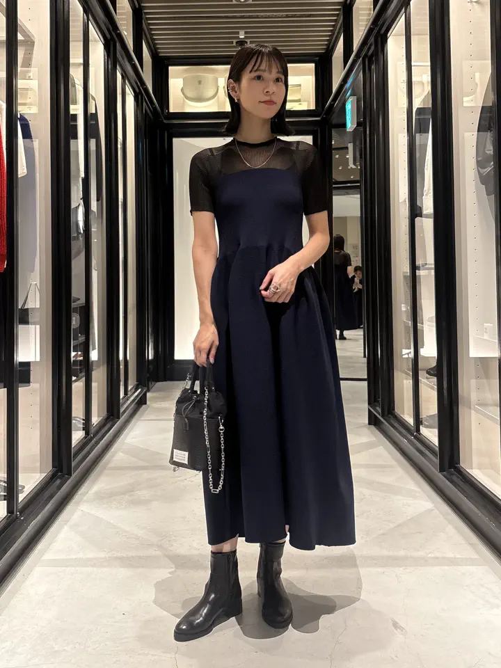 CFCL POTTERY LUCENT DRESS ロングワンピース ドレス CFCL(シーエフシーエル)】 POTTERY LUCENT DECOLLETAGE SHORT SLEEVE