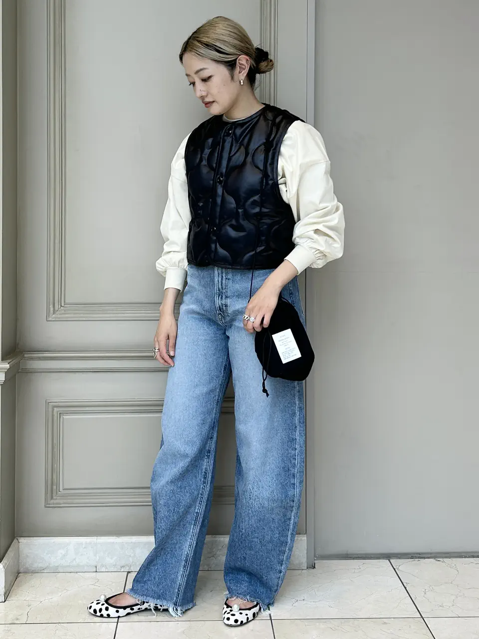 HYKE(ハイク)】 FAUX LEATHER QUILTED CROPPED VEST｜PARIGOT ONLINE