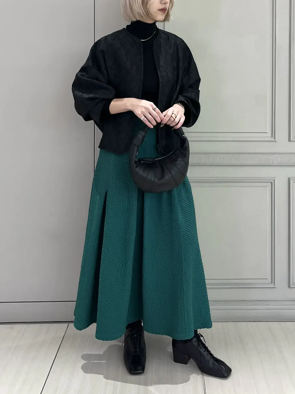Mame Kurogouchi Arabesque Jacquard Short Jacket スタイリング 全身