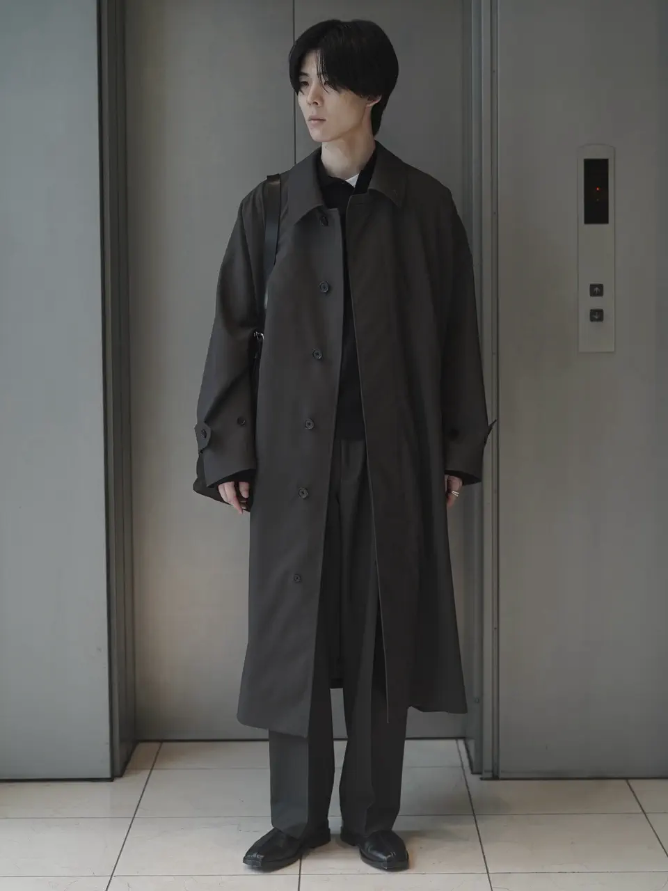 MARKAWARE ポロワーストロピカルを着用したzui 身長182cm サイズ2 OLIVE DRAB