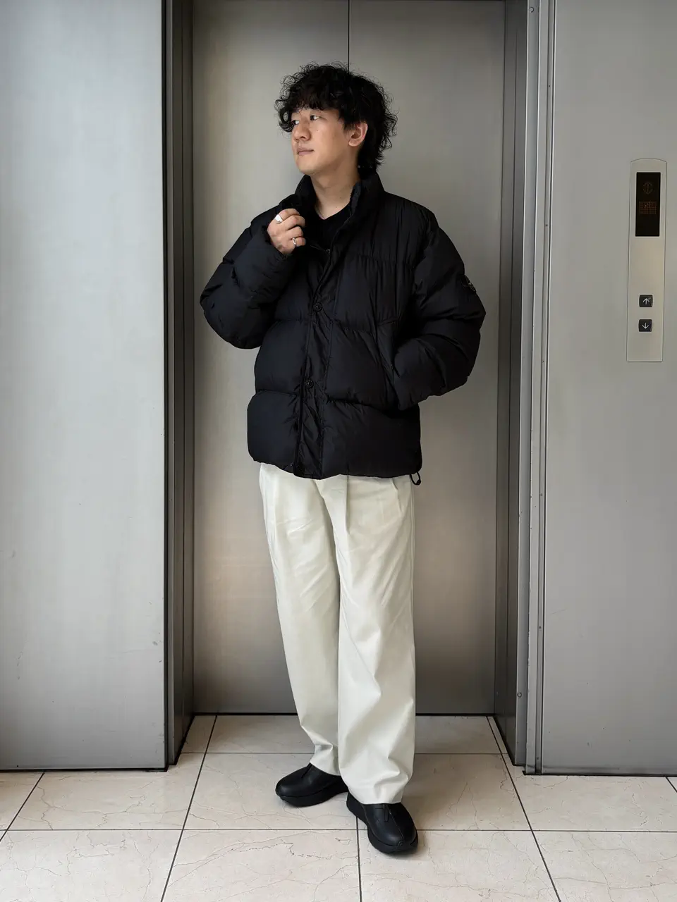 MARKAWARE コットンサバイバルクロスを着用したぞえ 身長175cm サイズ1 IVORY