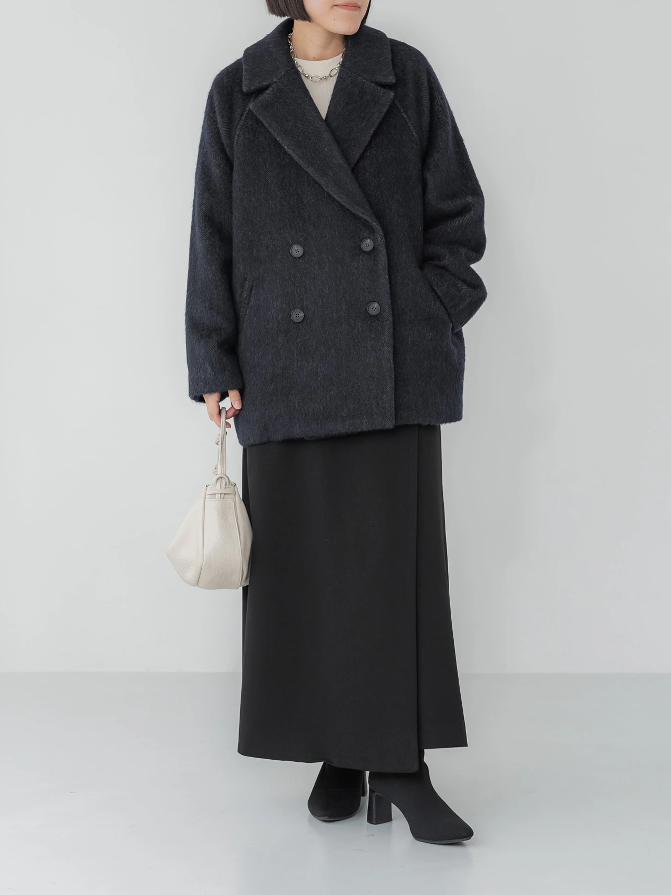 【美品】crewre マイルドシャギーウールPコート　navy size3 マイルドシャギーウールPコート｜crewre（クルーレ）