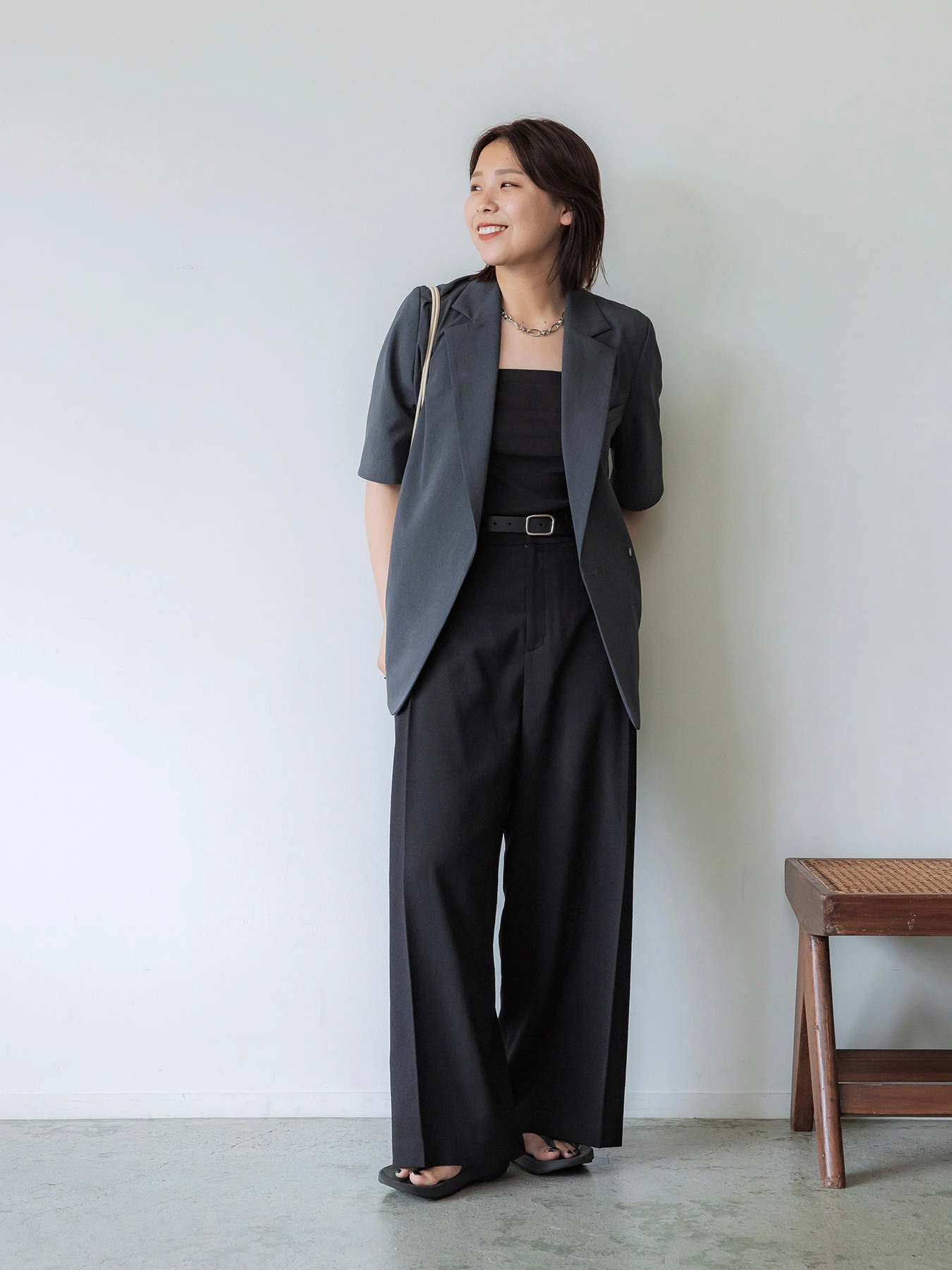 crewre online store / サイドタックスラブワイドパンツ