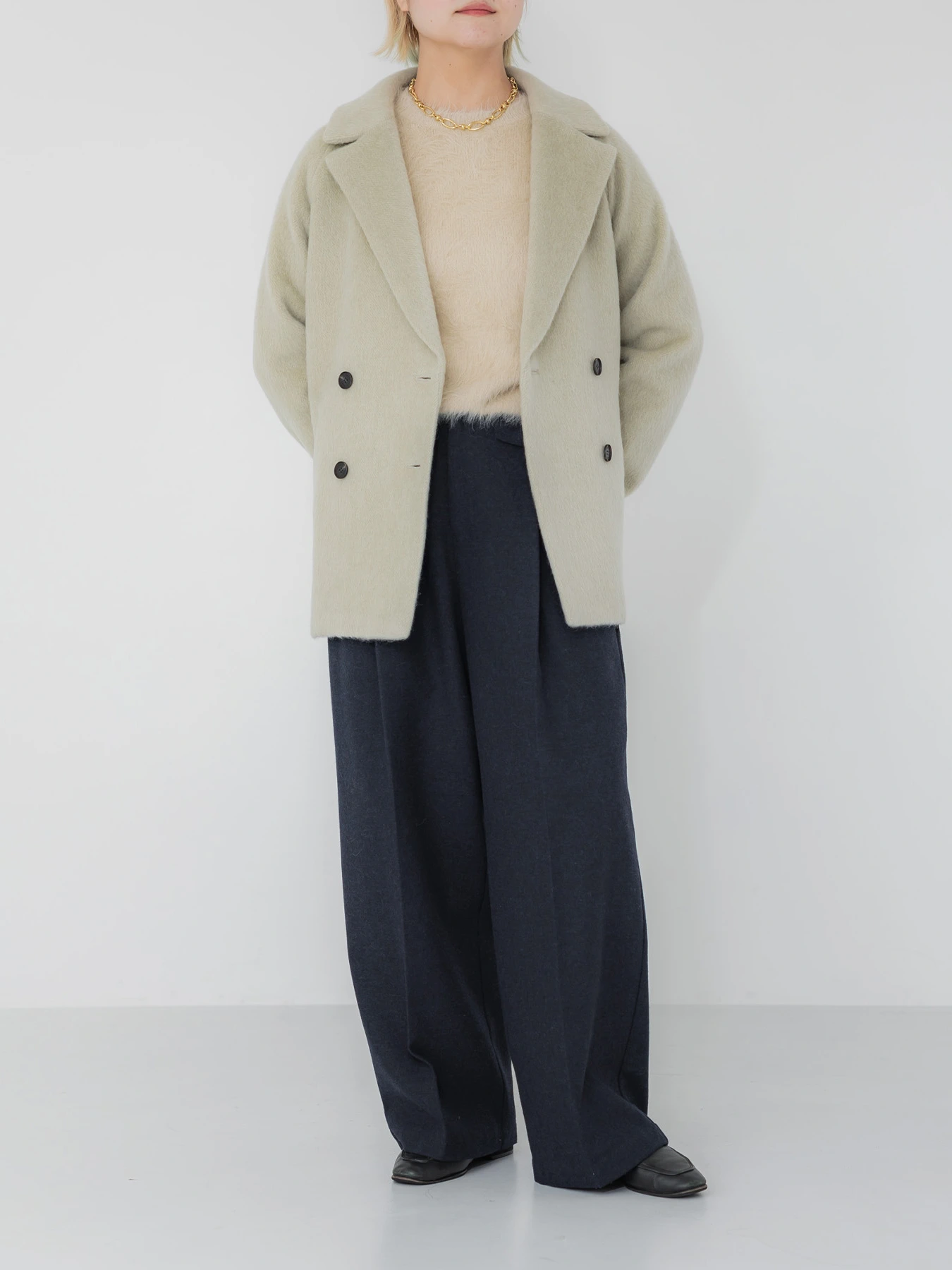【美品】crewre マイルドシャギーウールPコート　navy size3 マイルドシャギーウールPコート｜crewre（クルーレ）
