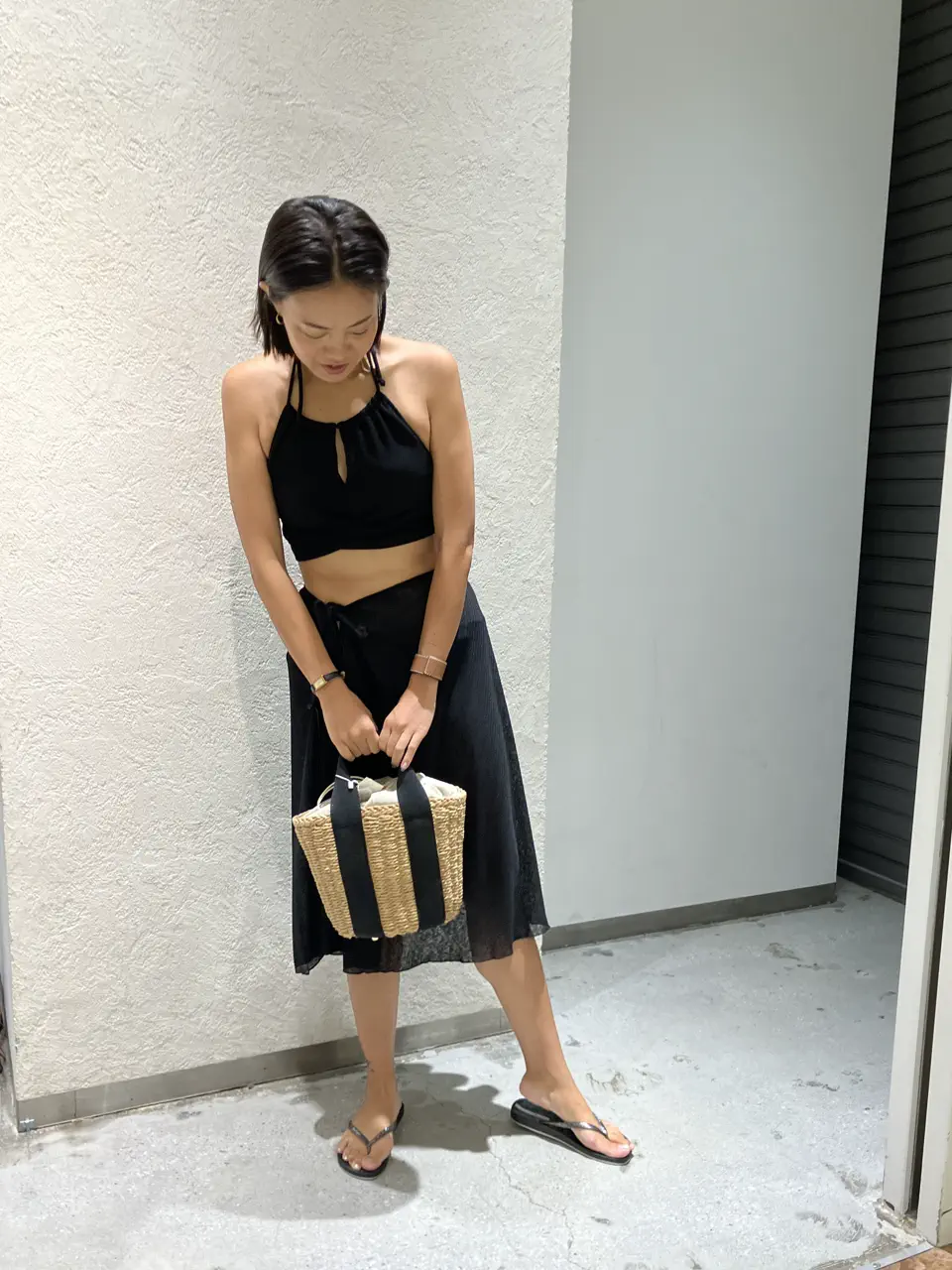 みずみ＊【新品】三愛リゾート 水着 ショルダーワンピース風2点set 無地ショルダーワンピース風 2点セット 水着【TOTASU ELEVEN】｜三愛