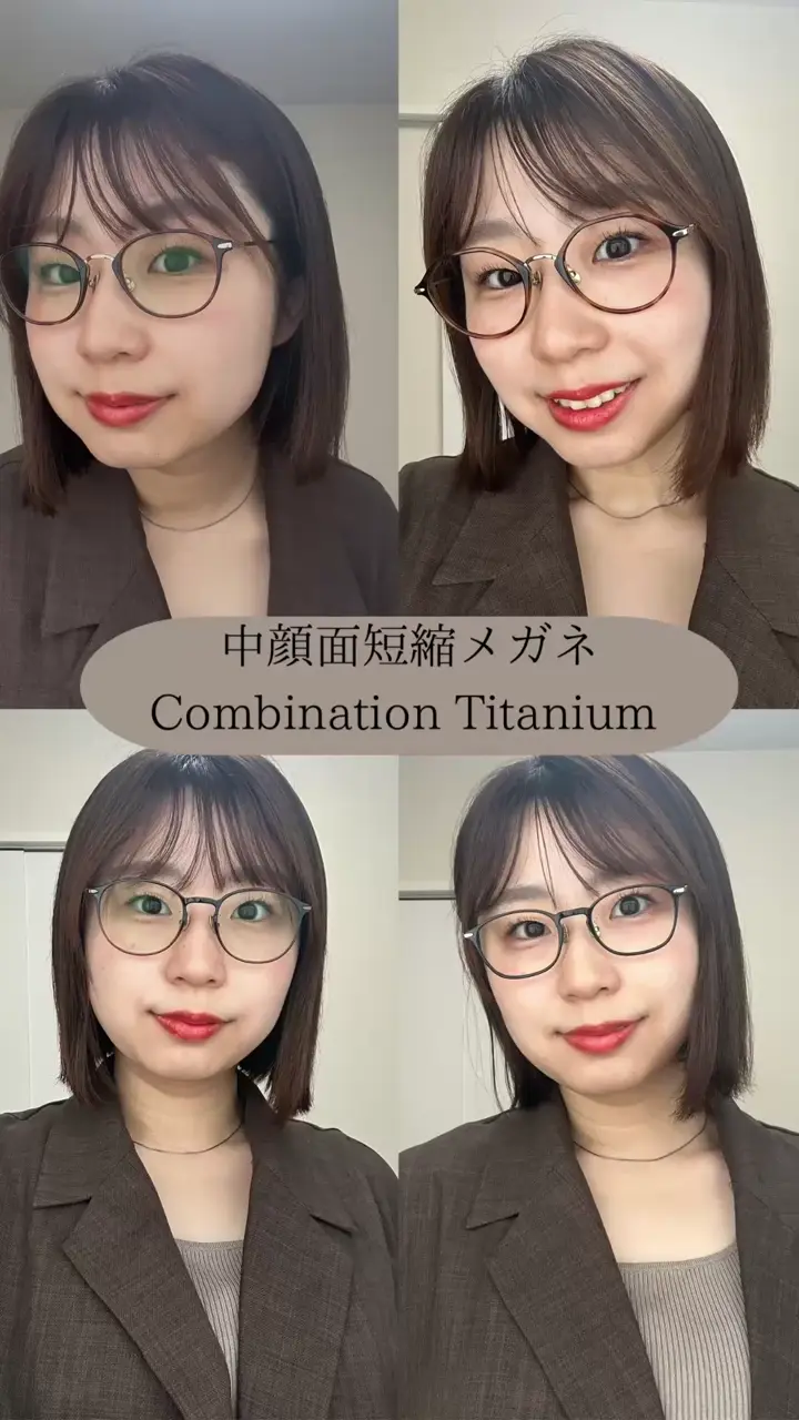 JINS Combination Titanium 中顔短縮メガネ　度なし JINS Combination Titanium ［中顔面短縮メガネ］ ボストン 樹脂