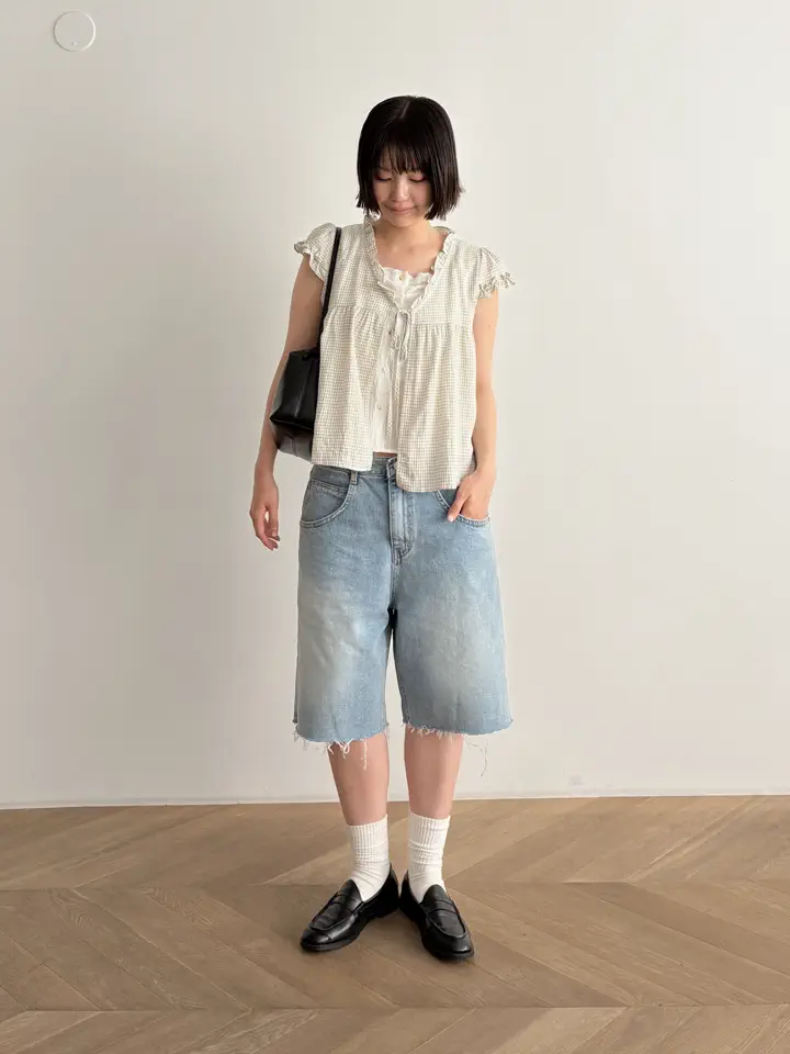 カットオフデニムハーフパンツ
