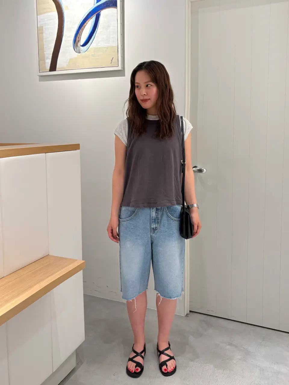 カットオフデニムハーフパンツ