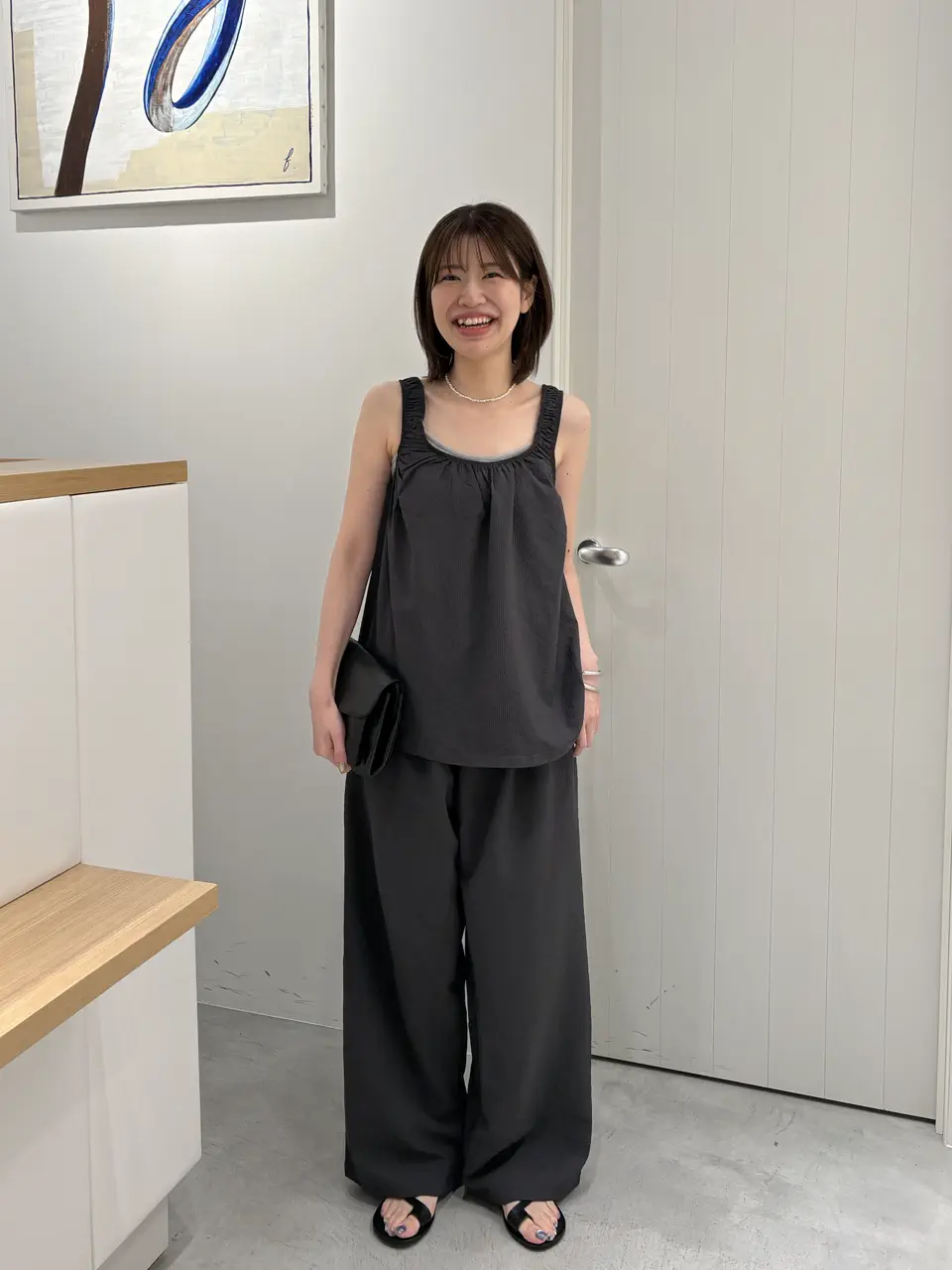 レザークロスストラップサンダル