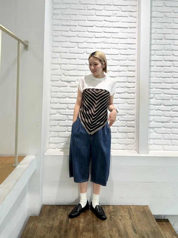 タックデニムハーフパンツ