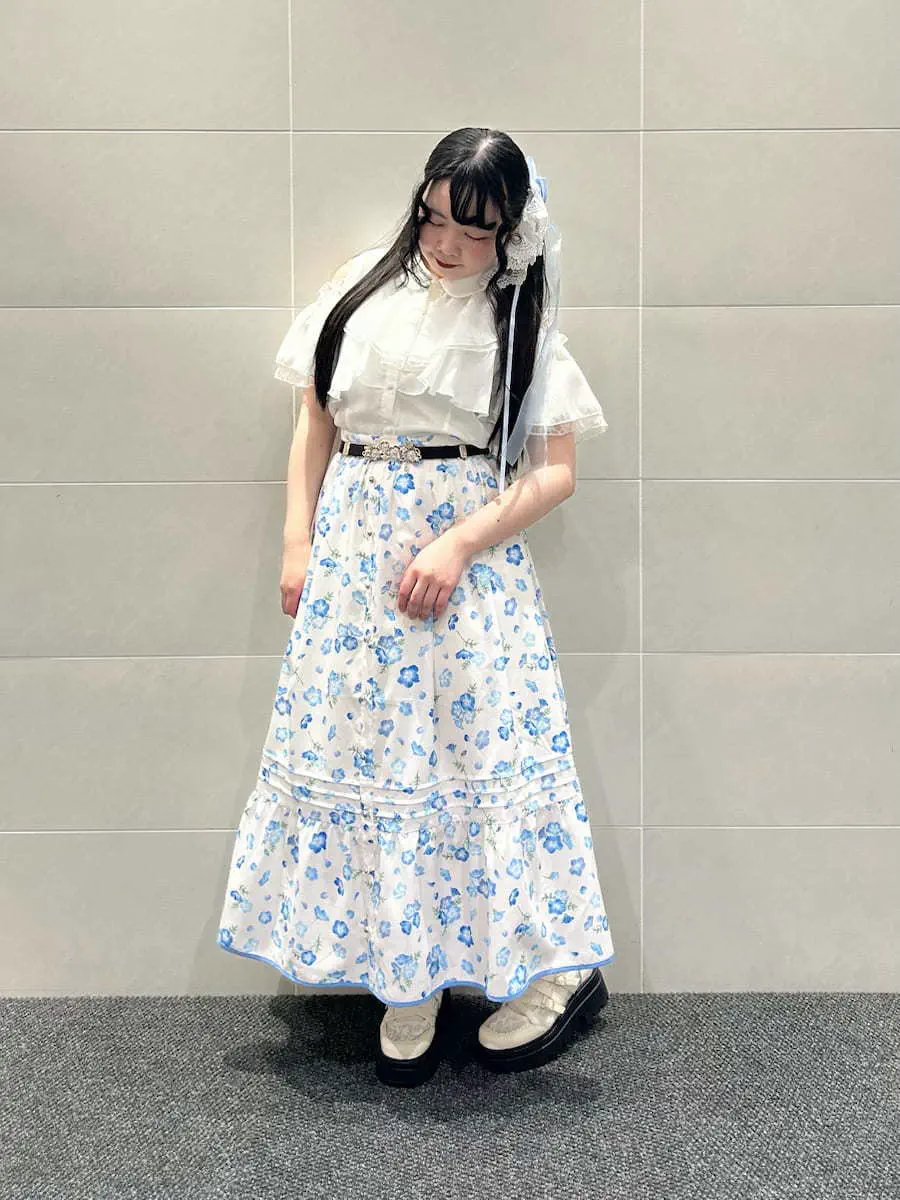 ネモフィラ柄連ボタンスカート【2点10%OFF対象商品】 | axes femme