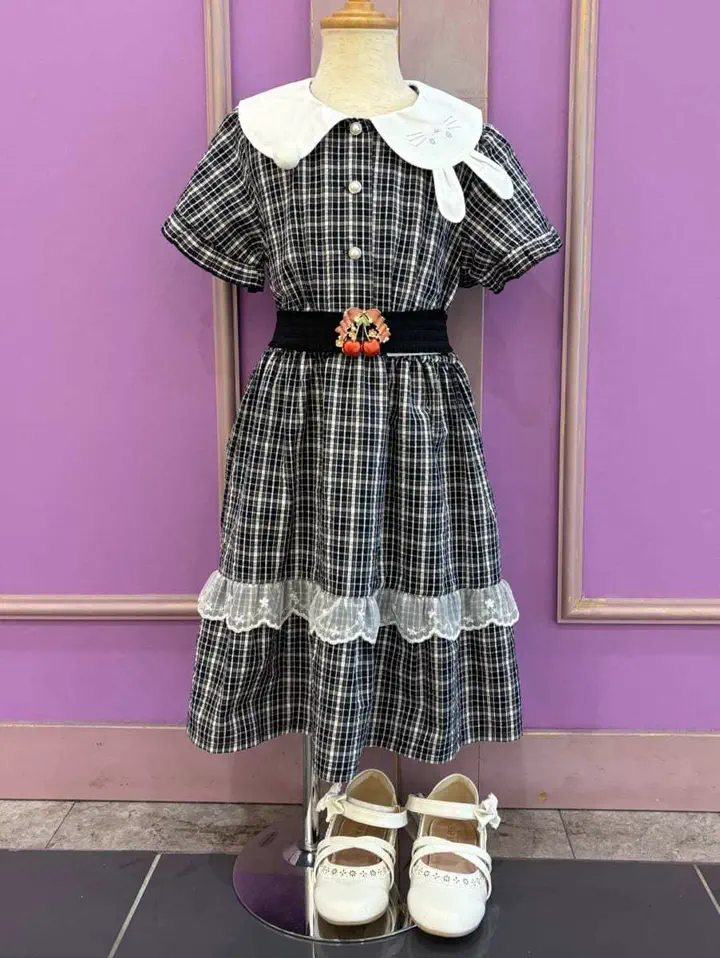 kidsうさぎ襟サマーチェックワンピース | axes femme 公式オンライン
