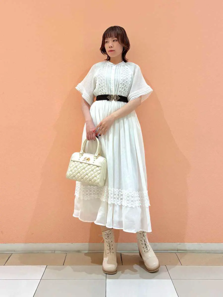 レース使いギャザーワンピース【2点10%OFF対象商品】 | axes femme