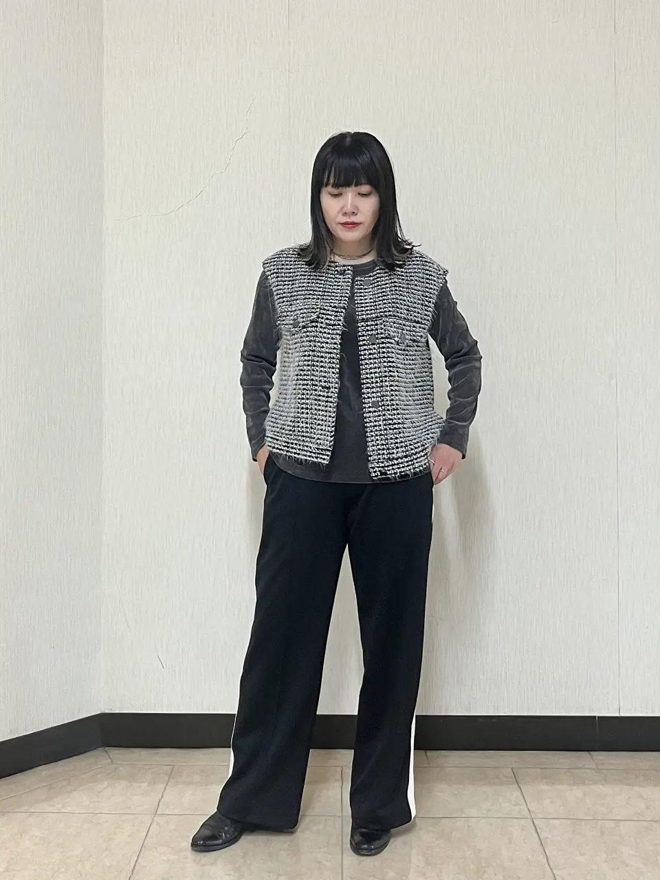 ICB ハンドトゥースジャガード キャミブラウス　42 WEB限定】 ハンドトゥースジャガード キャミブラウス（シャツ
