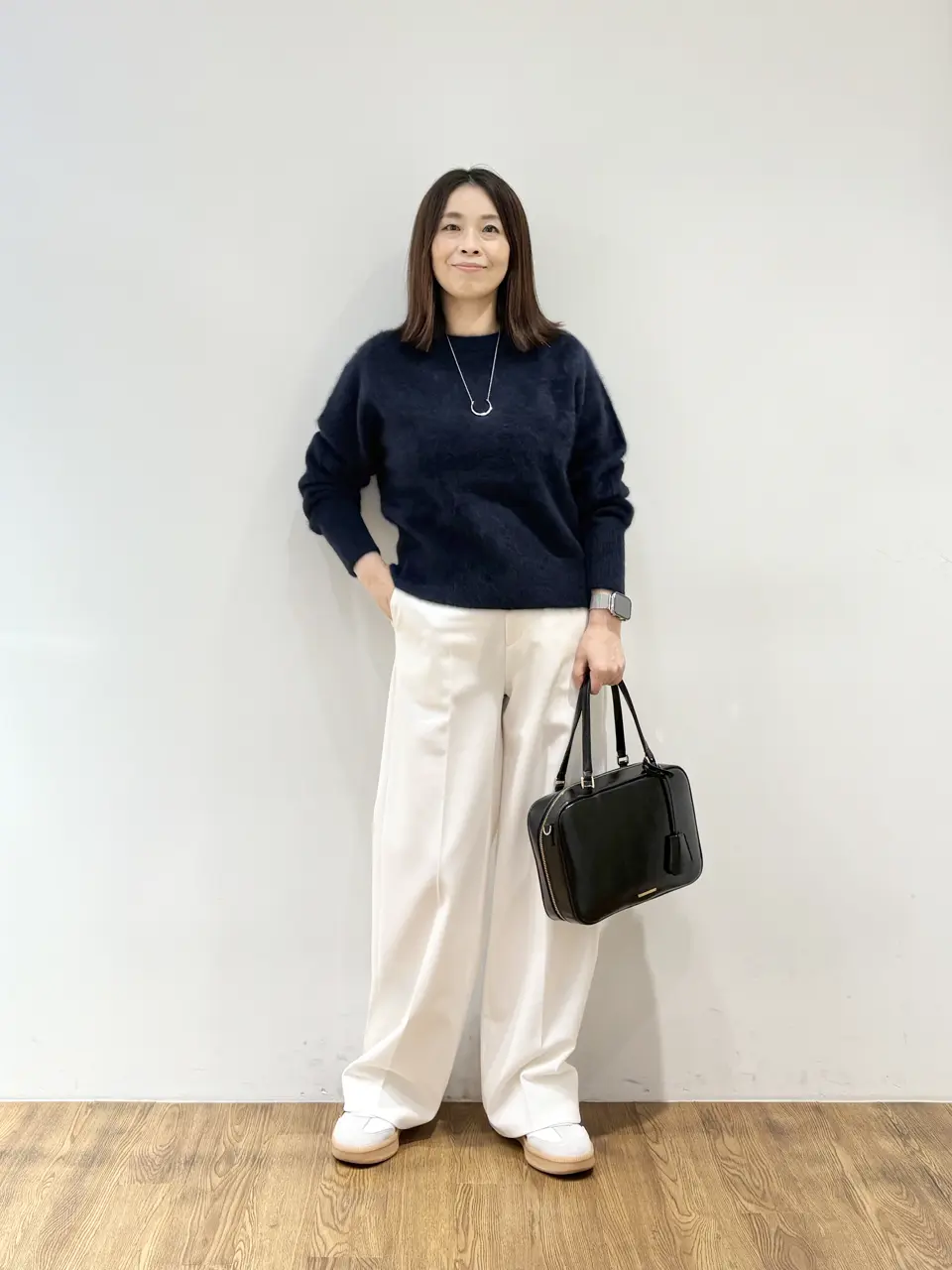 23区 L 大きいサイズ48ネイビー ノーカラージャケット セレモニーにも 23区（大きいサイズ） 【セットアップ対応】シャインツイード