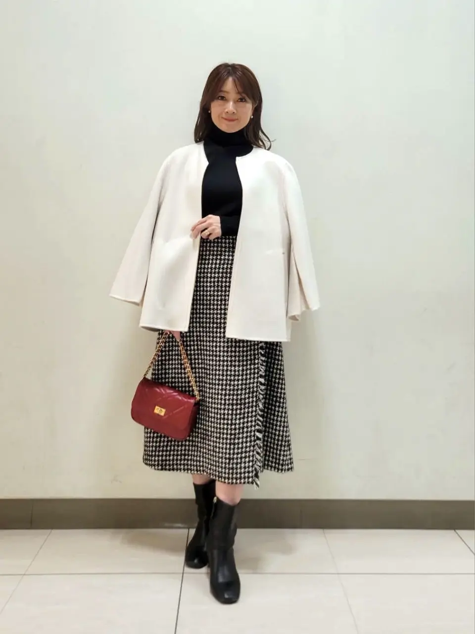 23区 チェック ツイード ノーカラー コート Mサイズ 23AW 完売品 チェック ツイード ノーカラーコート / 23区 | ファッション通販