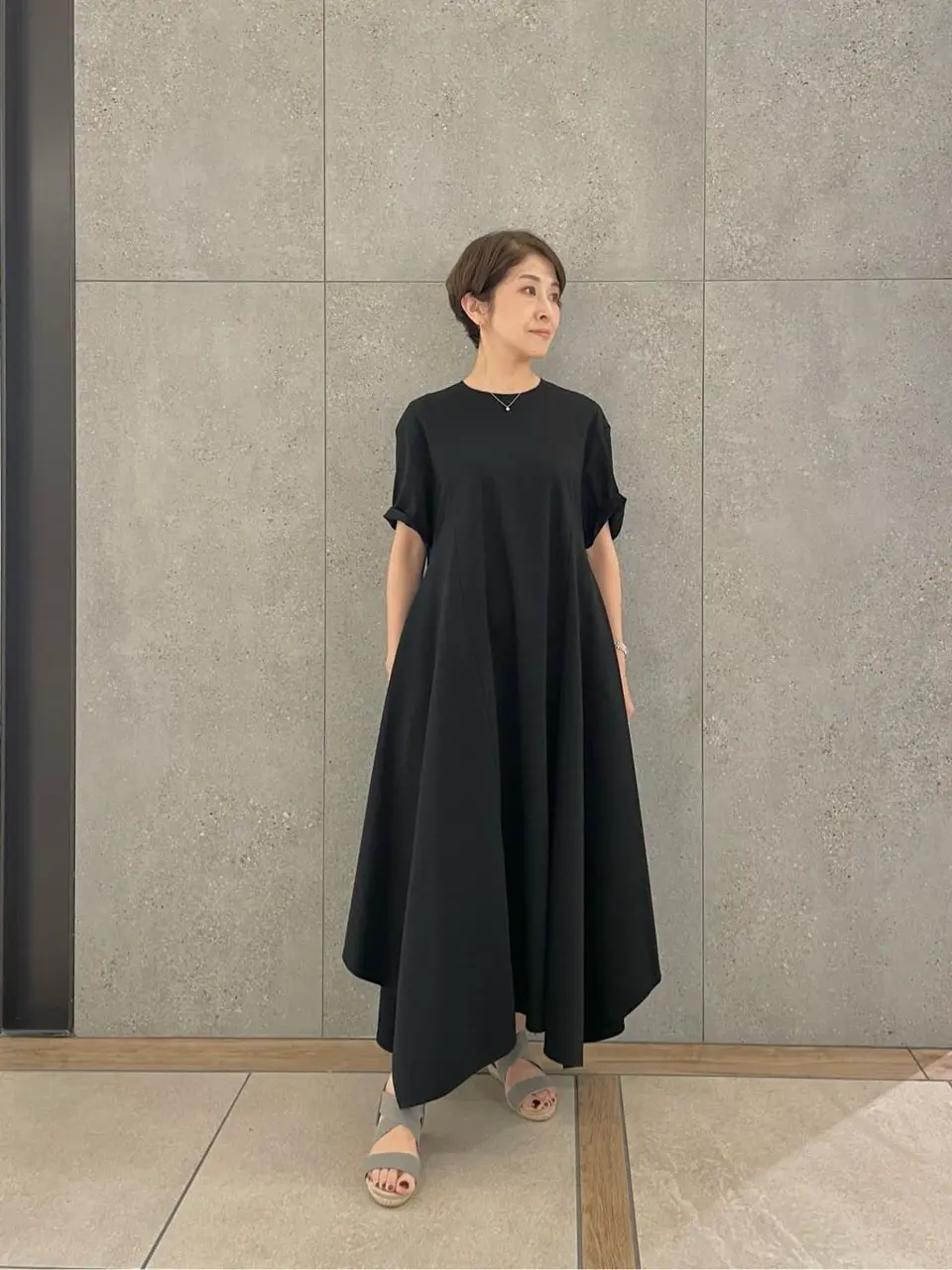 いわっち R(アール)】ラスターシルケットポンチ ハンカチヘム ワンピース