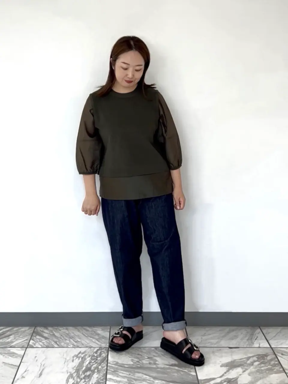 美品　大きいサイズ　組曲　ダウンジャケット　15号 自由区　23区 ADSシャンブレータフタ ダウンコート （ダウンジャケット