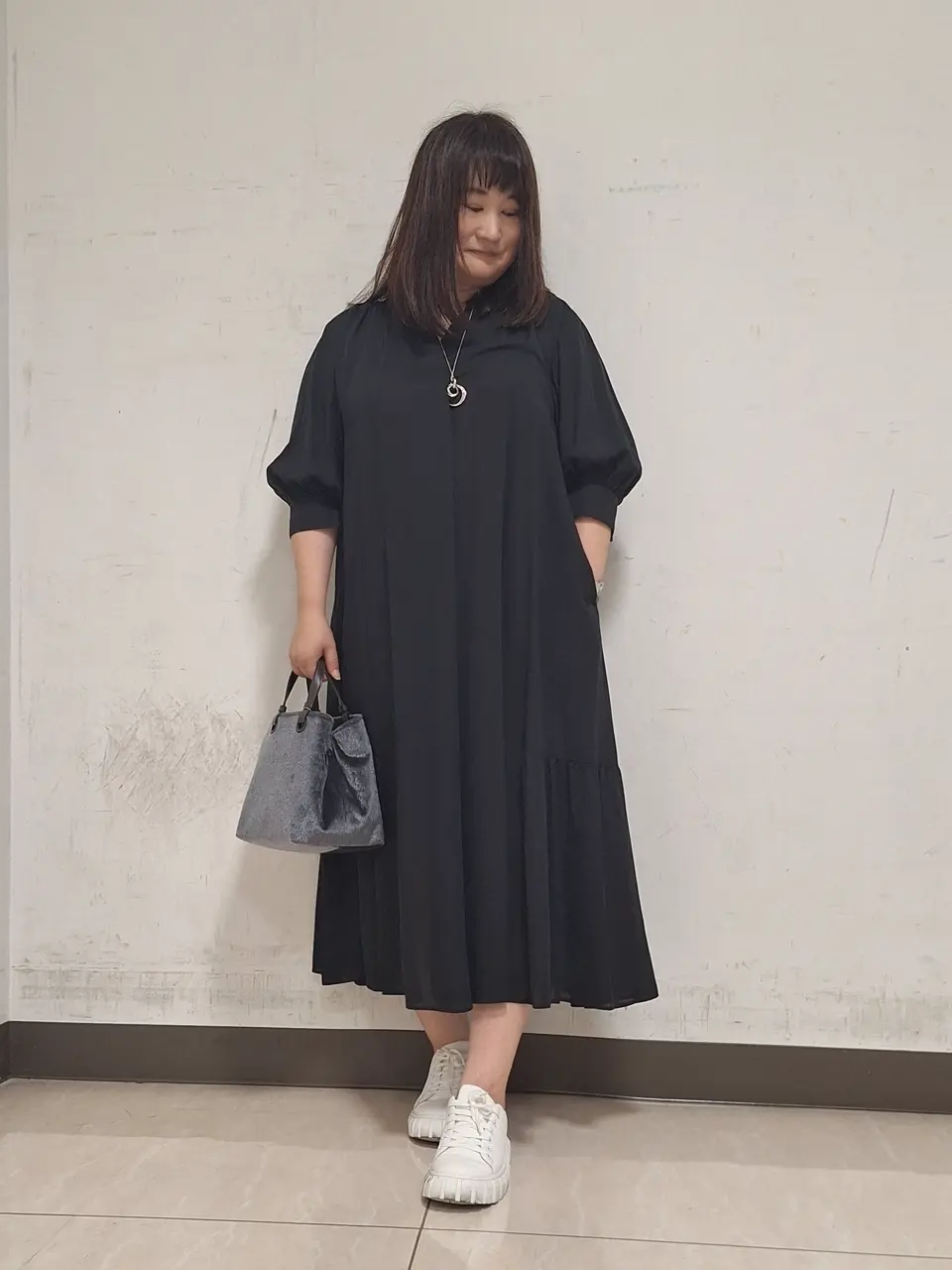 新品タグ付き　自由区　ロングプリーツスカート 黒 オンワード　大きいサイズ L size ONWARD(大きいサイズ) / エルサイズオンワード