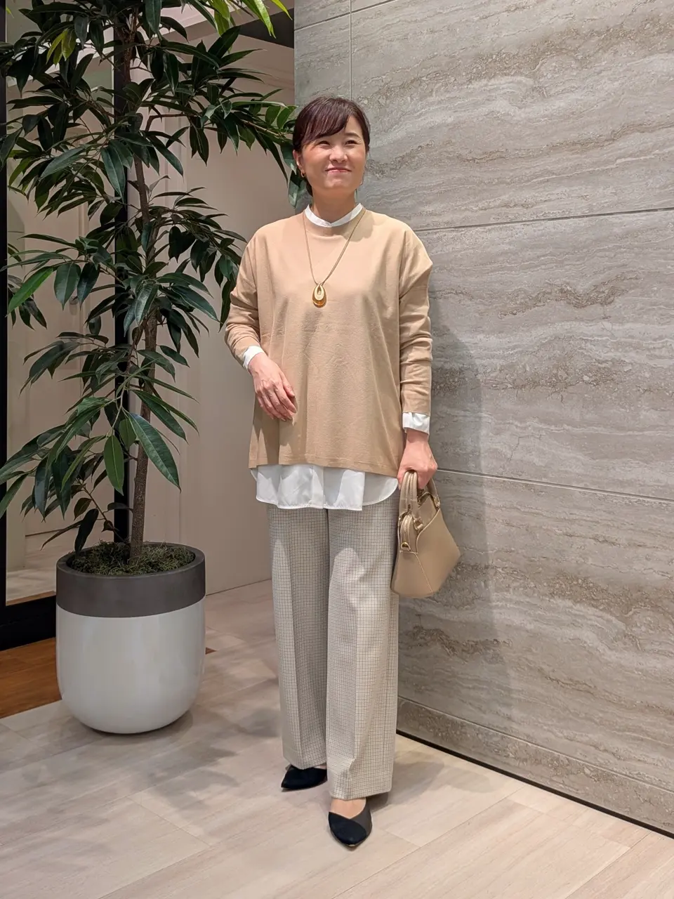 大きいサイズ＊ＩＣＢ シワレスサラっと異素材コンビ チュニック＊２３区自由区組曲 大きいサイズ＊ICB シワレスサラっと異素材コンビ チュニック