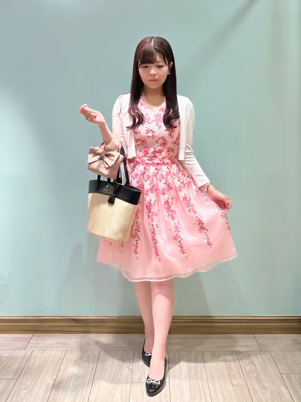 【最終価格/一度短時間着用】 TOCCA  ROSE PINKSドレス、0サイズ 洗える・消臭】FRAGRANCE OF ROSE ドレス / TOCCA