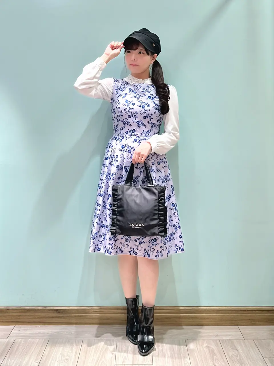 黒地花柄浴衣 大丸梅田