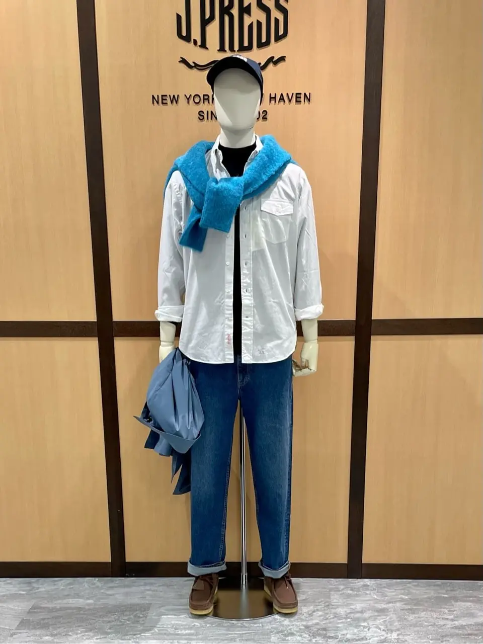 01SS Y's ドッグイヤーレーヨンジップシャツ ネイビー 短丈 日本製 メッシュオーバーサイズ重ね着風クルーネックTシャツ【大きい