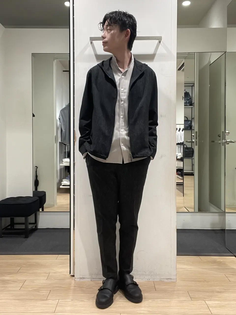 【美品】【かっこいい】JOSEPH HOMMEフード付きジャケット⭐️ ホップサックストレッチ ジャケット / JOSEPH HOMME