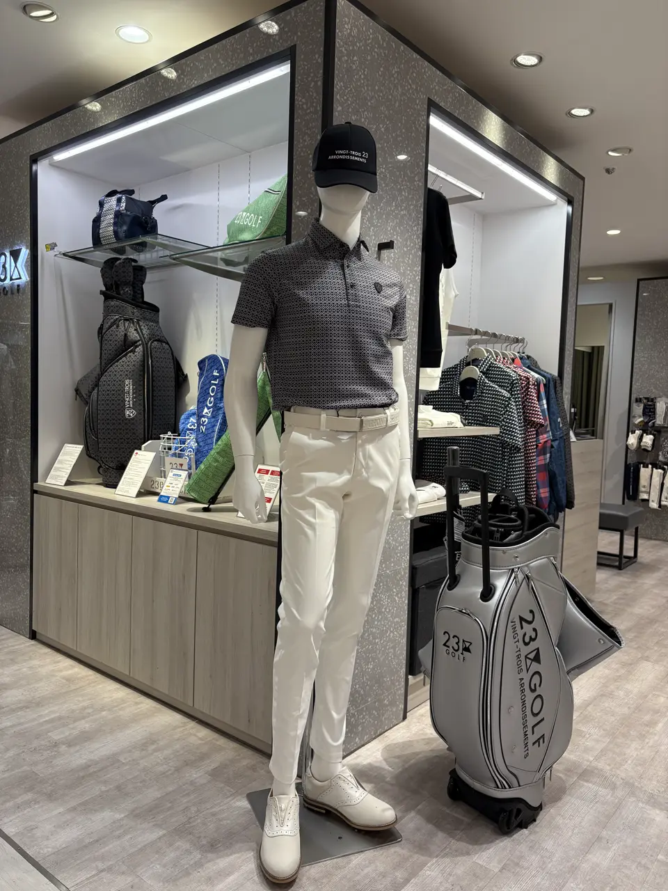 23区 golf チェック ホワイト×ブラック 大きいサイズ UNISEX】オリジナルギンガムチェック ボールクリーナー / 23区
