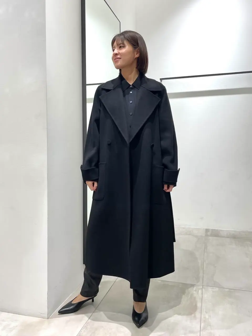 JOSHUA ELLIS カシミヤロングコート ダブル ブラック/DW158 JOSHUA ELLIS カシミヤロングコート ダブル ブラック/DW158