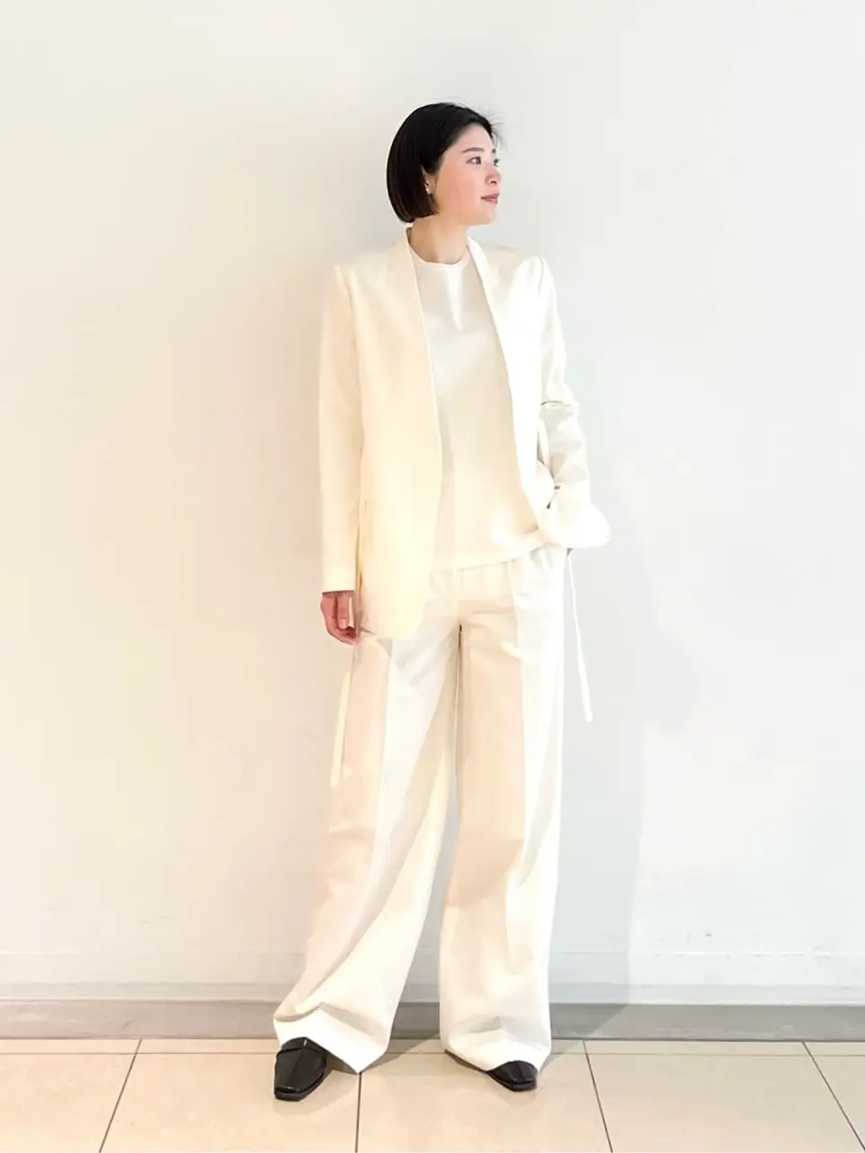 【美品】ジョセフ-JOSEPH-ノーカラージャケット サイズS ソフトコットンシルク ノーカラージャケット / JOSEPH