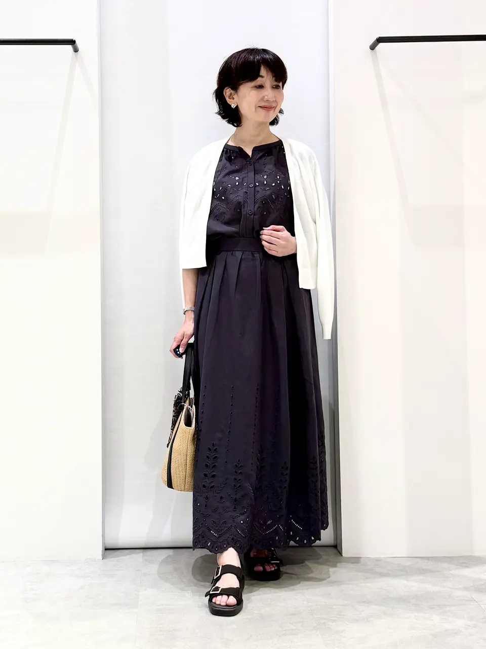 anysis ロングワンピース　レース　美品　紺　結婚式　オンワード trim_ofcrs_item5a1e954e6d5a11e