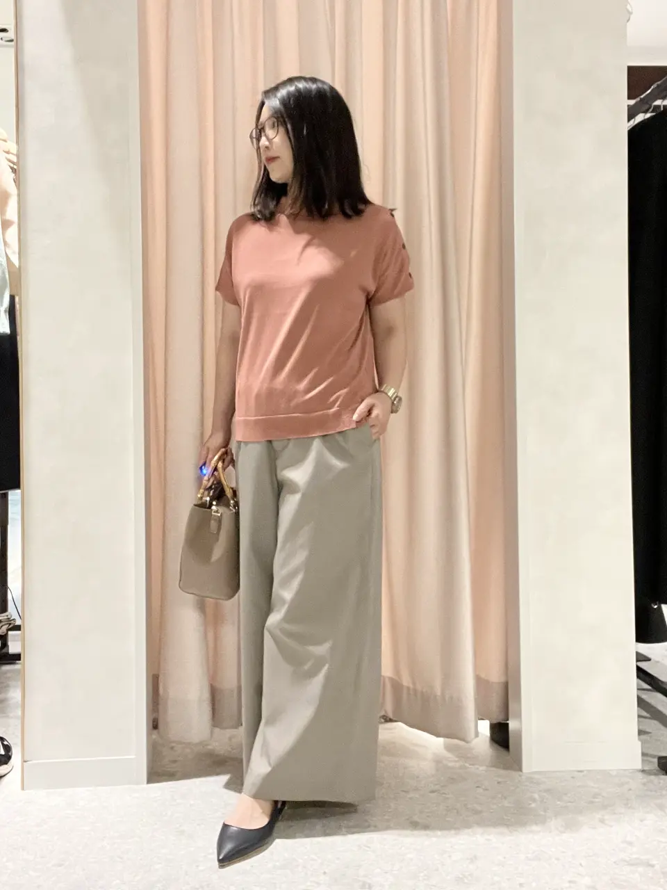 未使用タグ付き オンワード 自由区 プリーツ パンツ VERY3月号掲載/セットアップ対応】トリアセダブルジョーゼット