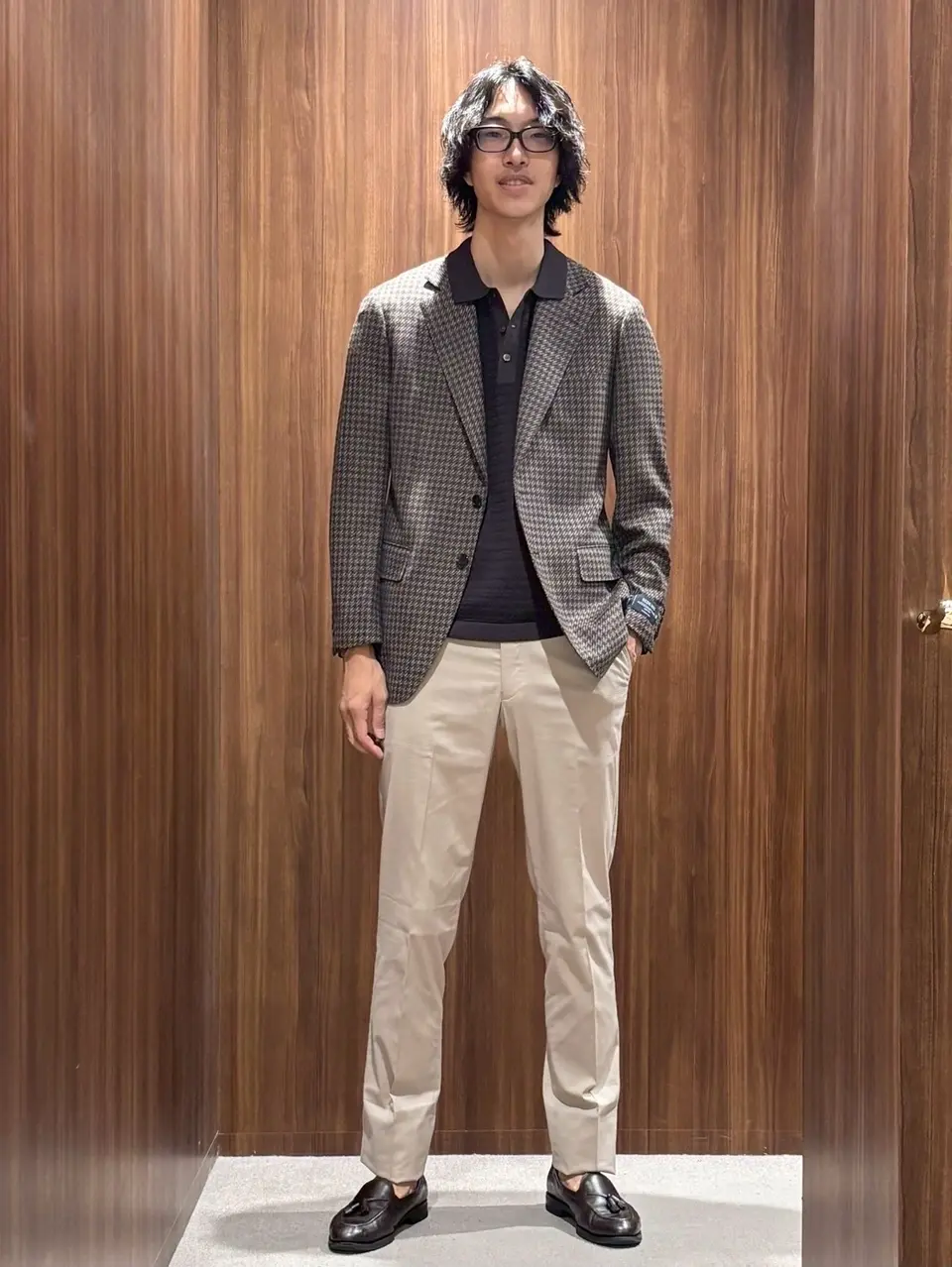 五大陸 gotairiku リネンジャケット オンワード 麻 テーラード DORMEUIL】ドーメル HEXAGON リネン ジャケット_ライトグレー