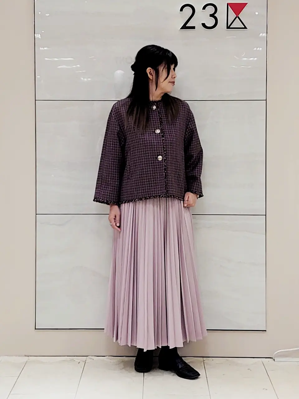 オンワード樫山　23区S ガウチョパンツ　25SS 最新モデル シルクネップヘリンボーン ガウチョ パンツ / 23区