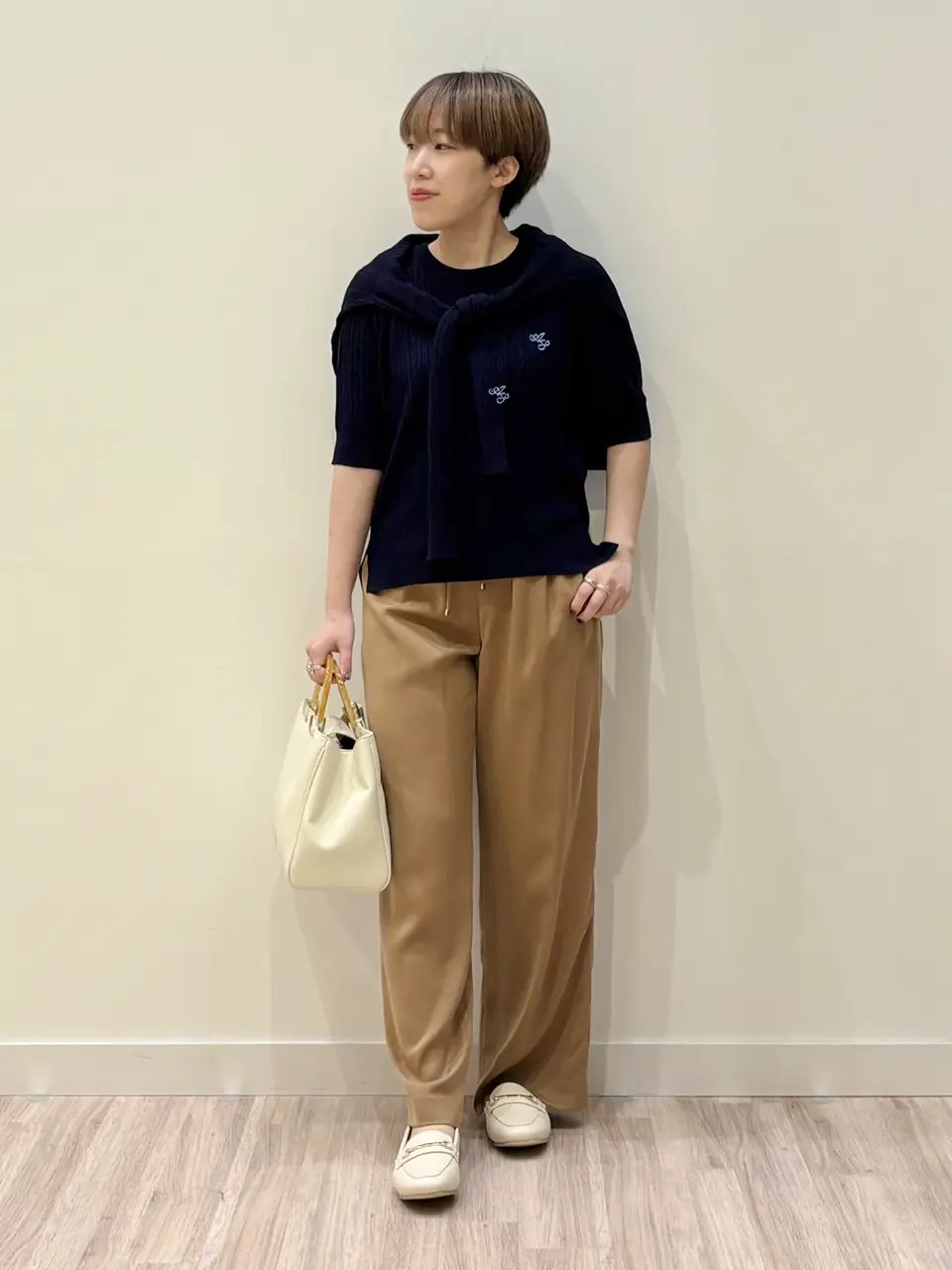 【専用】23区 セットアップ　ワイドパンツ　イタリア製生地　colombo セットアップ可】シボサテンライクイージーパンツ[品番