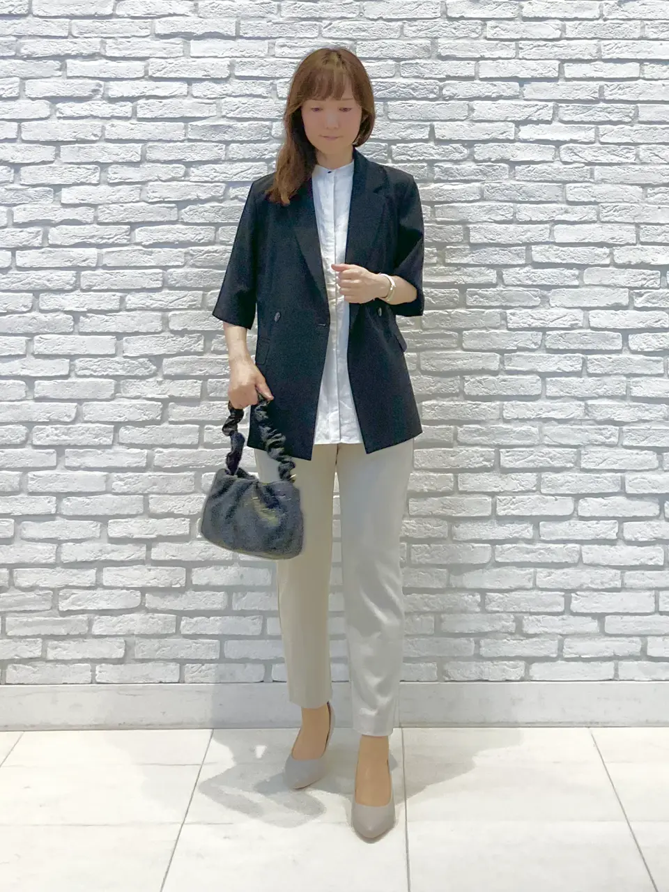 【新品未使用】アンフィーロ ヘビロテブルゾン XL アイボリー ストレッチ/シワになりにくい/洗える】BEAUTY MOVE ヘビロテ