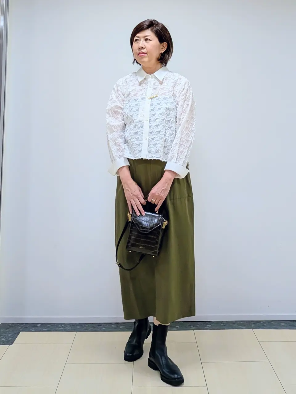 自由区　ロングスカート 洗える】モールブロッキングニット スカート / 自由区