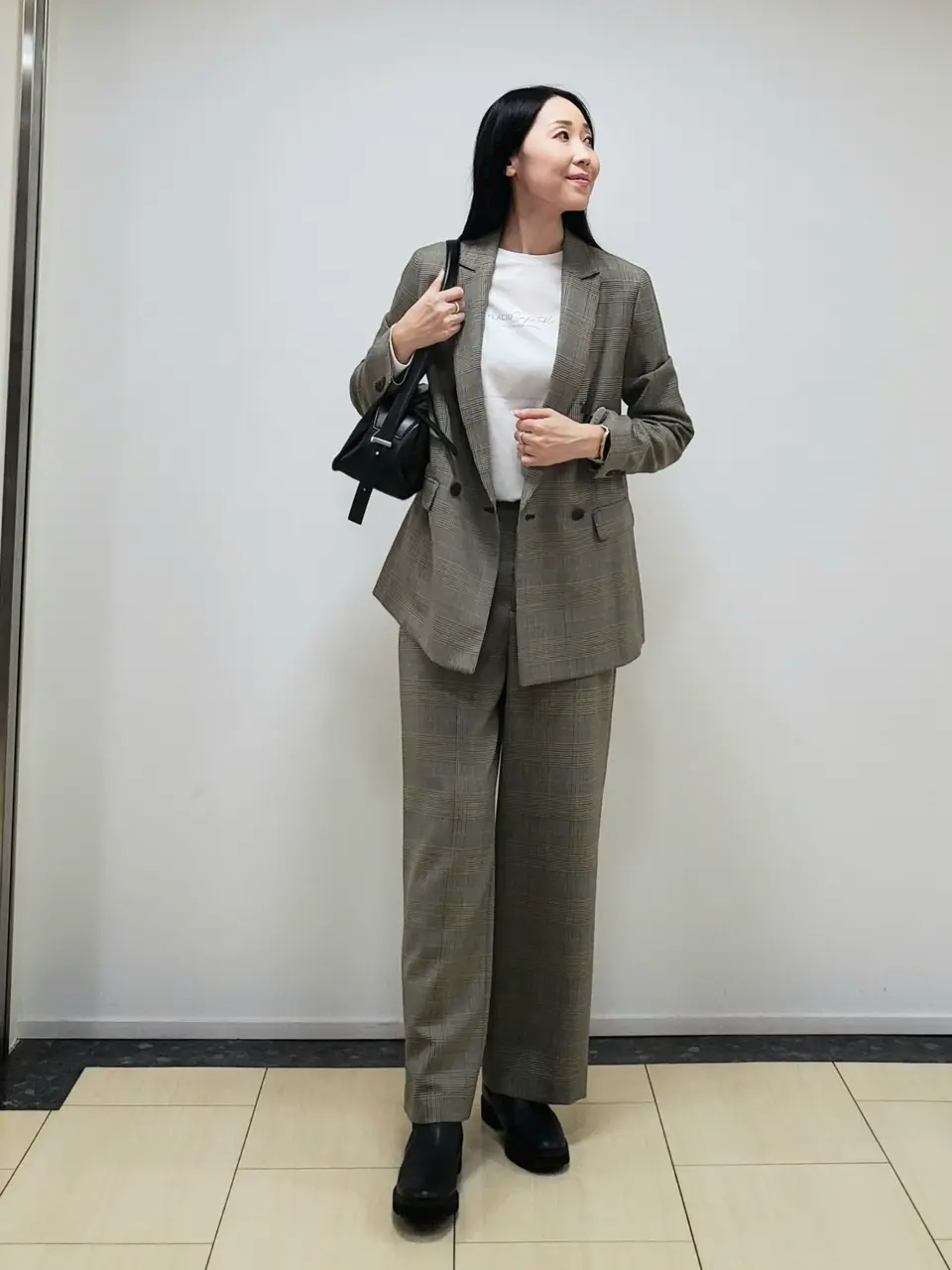 オンワード樫山 J.PRESS パンツスーツ　ワイドパンツ 洗える】麻ポリエステルストレッチ ワイド パンツ / J.PRESS